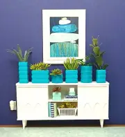 6pcs *TEAL* VASES LOT Accessories DECOR planters DIORAMA mini 1/6 for BARBIE