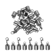10Pcs Cord End Caps, 9.5mm End Caps Barrel Beads Kumihimo Iron (Black)
