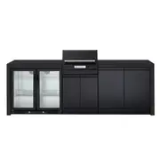 Crossray TCE22HT Extreme Electric BBQ Outdoor Kitchen w/ Dbl Fridge V11 Black