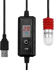 Bestgle Mini Aquarium Heater, 15W USB Submersible Betta Fish Tank Heater with Adjustable Temperature External Controller for Tank Up to 1 Gallon Tanks