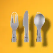 Titanium Camping Cutlery Foldable Picnic Spoon Fork Knife Camp a Mate 3PCS Set