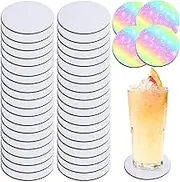 Haskoss Round Sublimation Blank Coaster Sublimation Blank Coaster Sublimation Heat Transfer Coaster Hot Pressed Coaster 16Pcs