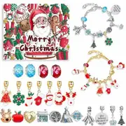 Christmas Advent Calendar Blind Box 24 Days of Christmas Countdown Calendar Jewelry Making Kit 22 Charm Beads 2 Bracelets for Xmas Party Festive Gifts