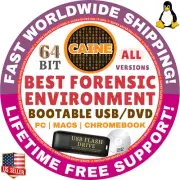CAINE 13 Warp Forensic Environment Linux OS | 64Bit | Live Boot USB/DVD | MAC/PC