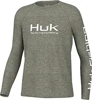 [HUK] Unisex Kid's Pursuit Pattern Long Sleeve, Fishing Shirt