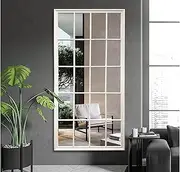 White Hampton's Window Style Exra Large Rectangular Mirror