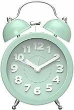 PiLife 3 Mini Non-Ticking Vintage Classic Bedside/Table Analog Alarm Clock with Backlight Battery Operated Travel Clock Round Twin Bell Loud Alarm Clock(3D Mint Green)