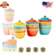 Nancy Green's 3-Piece Multicolor Canister Set - Handcrafted Ceramic Storage