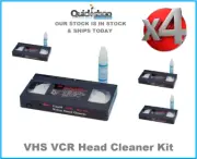4 x VHS VCR Head Cleaner Kit for Video Tape Cassette with 4 x Cleaning Fluids