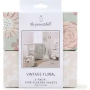 2pc The Peanutshell Baby Cotton Bed Side Sleeper Sheets Vintage Floral 90cm