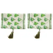 2PK LVD Linen Pine Trees Table Runner Home/Kitchen Christmas Decor 33x180cm