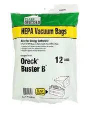 Clean Obsessed H-10 HEPA Bags Compatible with Oreck BB (12 Pack of Bags)