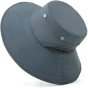 [FOllsy] Spring and Summer New Big Brim Hat Wide Brim Quick Drying Waterproof Big Brim Hat Fisherman Hat Men and Women Outdoor Big Brim Hat Sun Shading Basin Hat-Dark Grey M (56-59cm)
