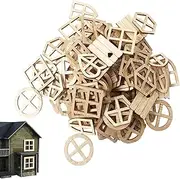 Dollhouse Windows, 25pcs 6 Style 1:12 Scale Wooden Unpainted Dollhouse Furniture, Simulation DIY Miniature Doll Props Accessorie