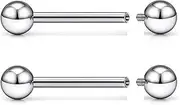 [Kadogohno] F136 Titanium 16/14/12G Nipple Bridge Tongue Ring Piercing Jewelry 14/16/19mm Bars Barbell Earrings Internally Threaded Hypoallergenic for Women Men Set