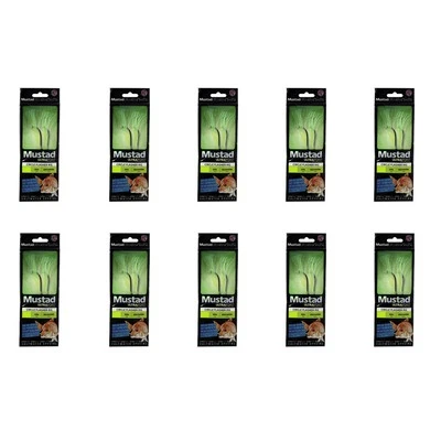 10x Mustad Ultrapoint Circle Flasher Rig Twin Hook Green Chartreuse