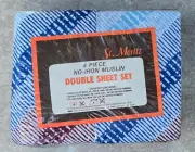 Vtg Abstract 1980's Full Double Bed Color Splash SHEET Pillowcase Set FREEUSHIP