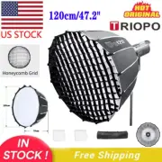 US TRIOPO KP2-120 Bowens Flash LED Light Parabolic Softbox Diffuser With Grid