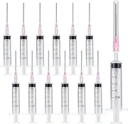 SHUNMAN Plastic Syringe Luer Lock,12 Pack 5ml Premium Ink Filling Syringe,with Measurement and Platic Blunt Needle Tip for Fountain Pen,Computer Printer Cartridge