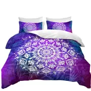 White Royal Floral Mandala over Purple Quilt Cover
