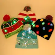 Christmas Beanie Light Up Hat Knit Crochet LED Light Hat Xmas Cap for Adult Kids