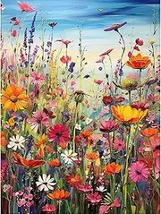 Yaostarart Paint by Numbers for Adults Wild Flowers,Paint by Number Canvas,Flowers Adult Paint by Numbers Canvas Kits,Number Painting Adults Flower for Gifts Home Wall Decor 12x16inch