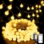 33Ft 100 LED Warm White Globe String Lights with Remote for Indoor/Outdoor Decor