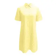 Women's Casual Plaid Ruffle Dress - Yellow