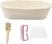 Bread Proofing Basket Set Rattan Sourdough Dough Scraper Oval Brush Family Baking Activity