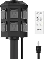 Outdoor Power Stake Timer 100FT Remote Control Dusk to Dawn Christmas Light 6FT