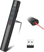 Rechargeable Presentation Clicker for Powerpoint Pointer with Red Light, USB ...