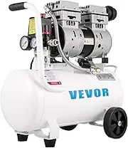 VEVOR Air Compressor 6.6 Gallon, Portable Air Compressor 1 HP, Oil Free Air Compressor Steel Tank 750W, Pancake Air Compressor 115 PSI, Ultra Quiet Compressor for Home Repair, Tire Inflation