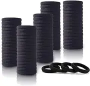 100 Pieces Black Hair Ties for Thick and Curly Hair Ponytail Holders Hair Elastic Band for Women or Men(4mm)