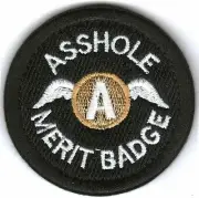 VELCRO® BRAND Fastener Morale Patch A-Hole Merit Badge 2.5" Black Gold