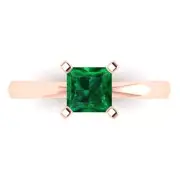 1ct Princess Cut Emerald Stone Wedding Promise Engagement Ring 14k Rose Gold