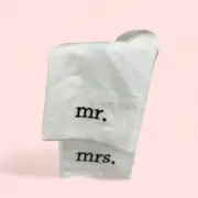 Concierge Collection MR. & MRS. - 2 PC SET- QUEEN WHITE Pillow Case