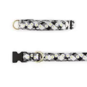 Top Paw Plaid Daisy Linen Blend Dog Collar Size Small Adjustable D Ring