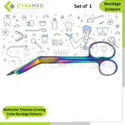 Cynamed Multicolor Titanium Coating Lister Bandage Scissors One Large Ring