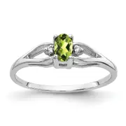 Solid 14k White Gold 5x3mm Oval Simulated Peridot AAA CZ Ring