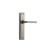 Tradco Menton Lever Door Handle on Long Backplate Rumbled Nickel