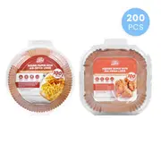 200 Pcs Disposable Unbleached Silicone Paper Dish Air-fryer Liner (100 large round + 100 large square)