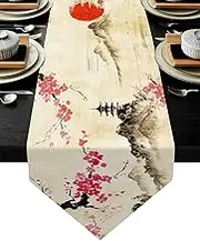 Cherry Blossom Table Runner 13x70 Inches Long Polyester Vintage Style Design Floral Table Runner Suitable for Holiday Party & Wedding & Kitchen & Dining Room Tables Decor