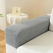 YongXinMY Stretchy Sofa Armrest Protector - Anti-Slip Scratch Solid Color Jacquard Fabric Arm Covers, Square Full Coverage Elastic Sofa Armrest Slipcovers for Couch Chairs Recliners (Gray,One Size)