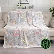 KIRMIKU Glow in The Dark Blankets for Kids, Gamer Gifts Throw Blanket for Teenage Boy Toddler,Birthday Gifts for 4 5 6 7 8 9 10 11 12 13 14 Year Old Boy, Soft Blanket for Bed Sofa Travel 50"x60"