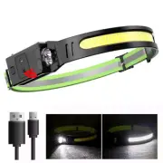 LED Headlamp USB Rechargeable Headlight Torch Work Light Bar COB Head Band ~@