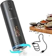 CIRCLE JOY Electric Pepper Mill Top Load Black Pepper Grinder with 110Ml Large Capacity, 6 Levels External Adjustable Grind and White Led Light, USB Rechargeable