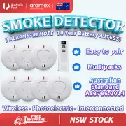 OZ ANKA WIRELESS INTERCONNECTED PHOTOELECTRIC Smoke Alarm 7PCS + Remote