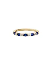 14K 0.60 ct. tw. Diamond & Blue Sapphire Half-Eternity Ring 7 NoColor