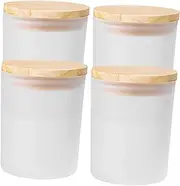 4Pcs Frosted Candle Jars with Lids Cylindrical Empty Aroma Candle Holders Natural Lid for Stability and Rustic Charm and Home Decor