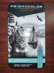 Prismacolor Premier TURQUOISE MEDIUM GRAPHITE PENCIL Set of 12 in TIN NEW!